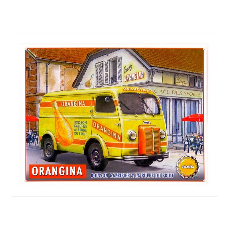 Plaque publicitaire Orangina Peugeot D4