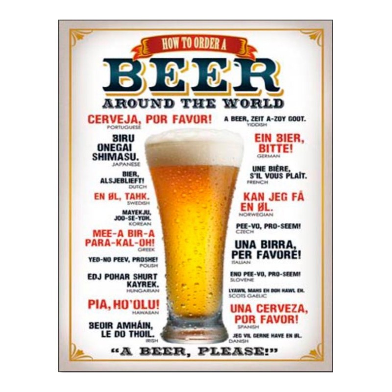 Plaque métal déco "How to order a beer"