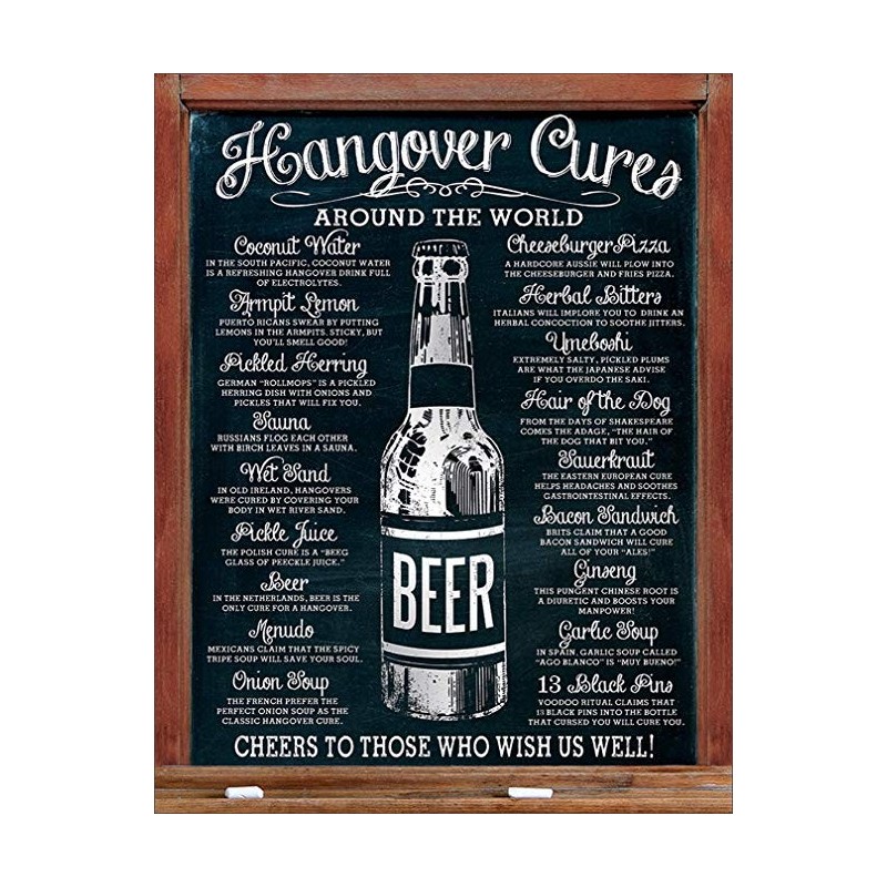 Plaque métal déco "hangover cures"