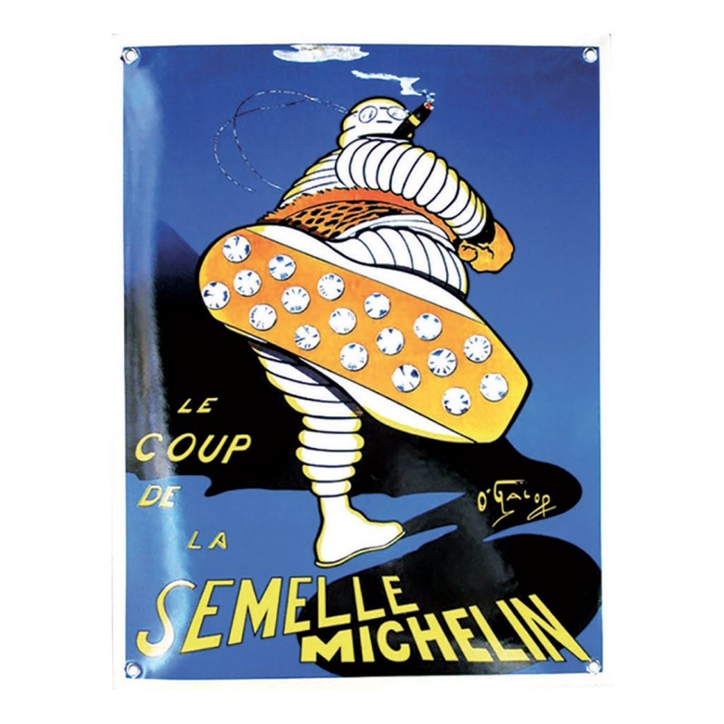 Plaque émaillée bombée La semelle Michelin