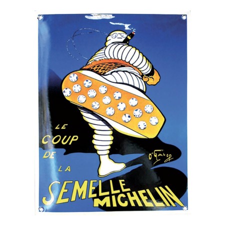 Plaque émaillée vintage La semelle Michelin
