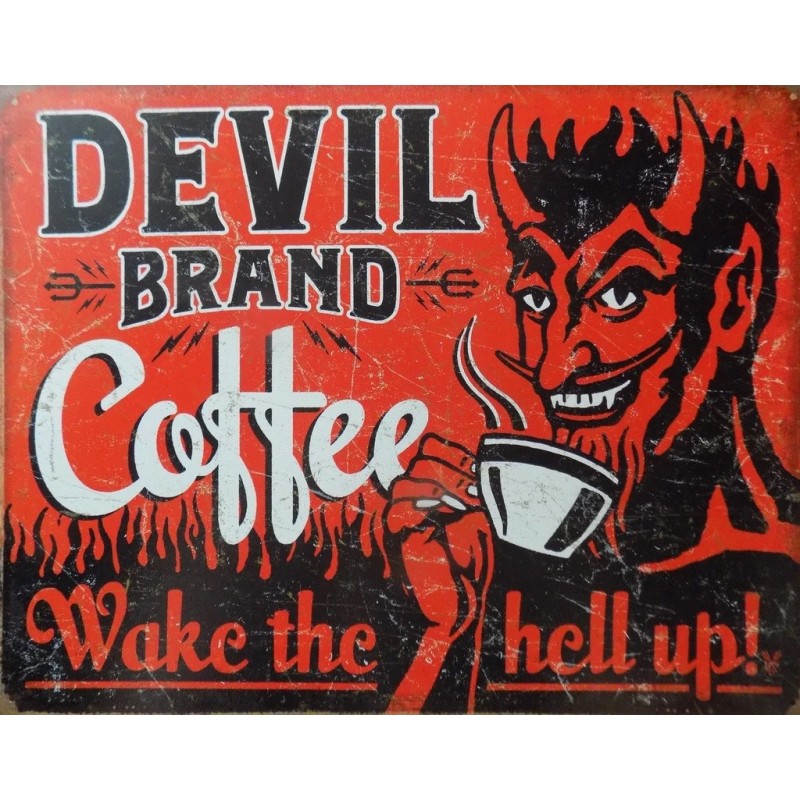 Plaque publicitaire Devil Brand Coffee