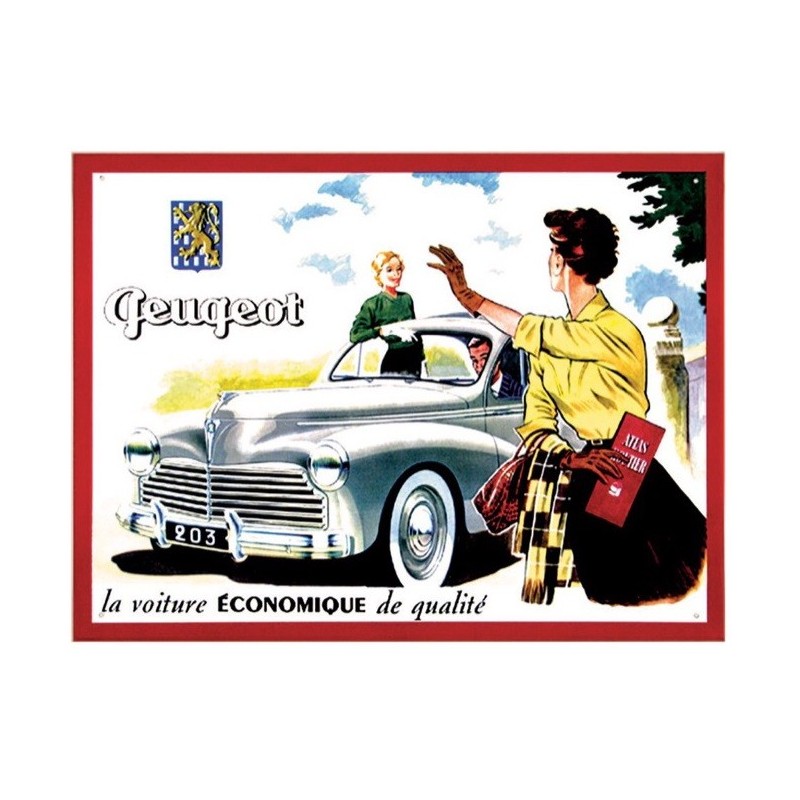 Plaque publicitaire bombée Peugeot 203