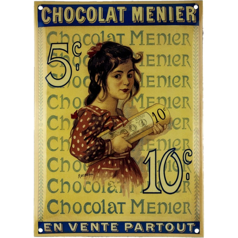 Plaque publicitaire émaillée Chocolat Menier