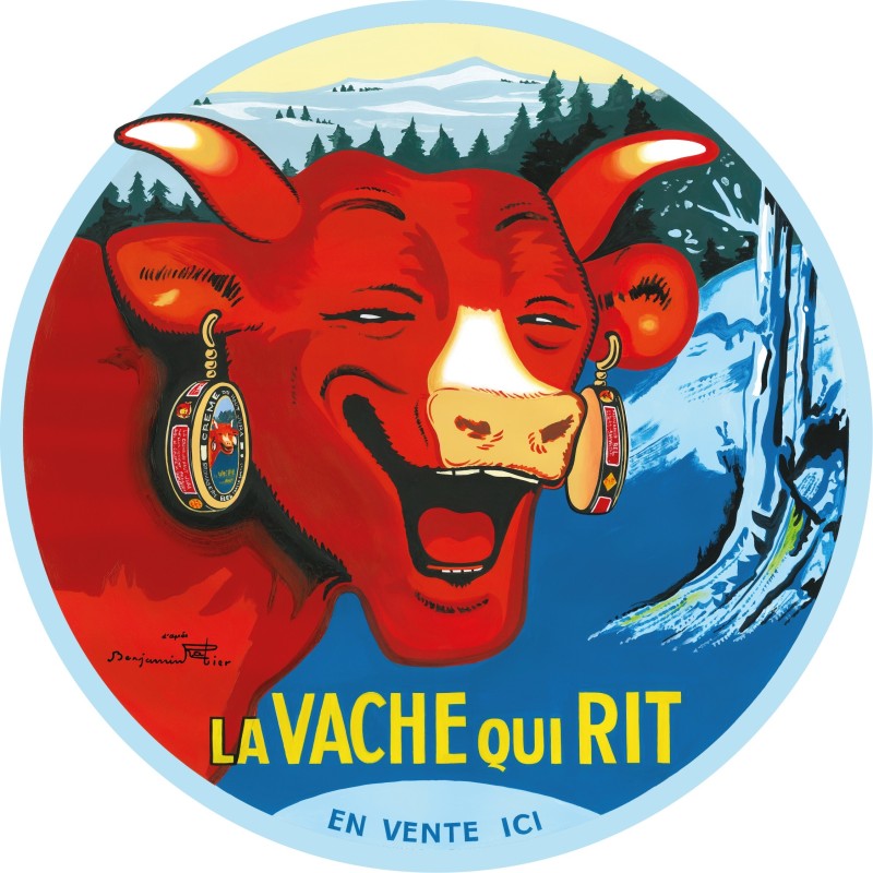 Plaque publicitaire émaillée La Vache Qui Rit 40cm