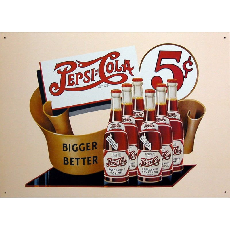 Plaque publicitaire Pepsi Cola 5 cents