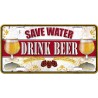 Plaque métal déco "save water, drink beer"