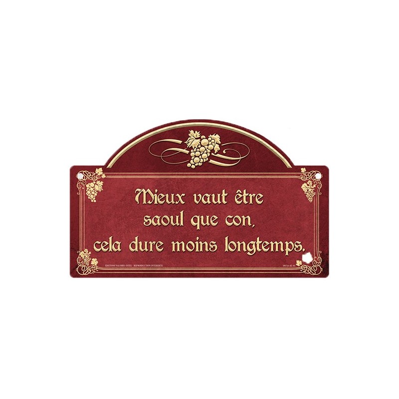 Plaque métal décorative "mieux vaut être"