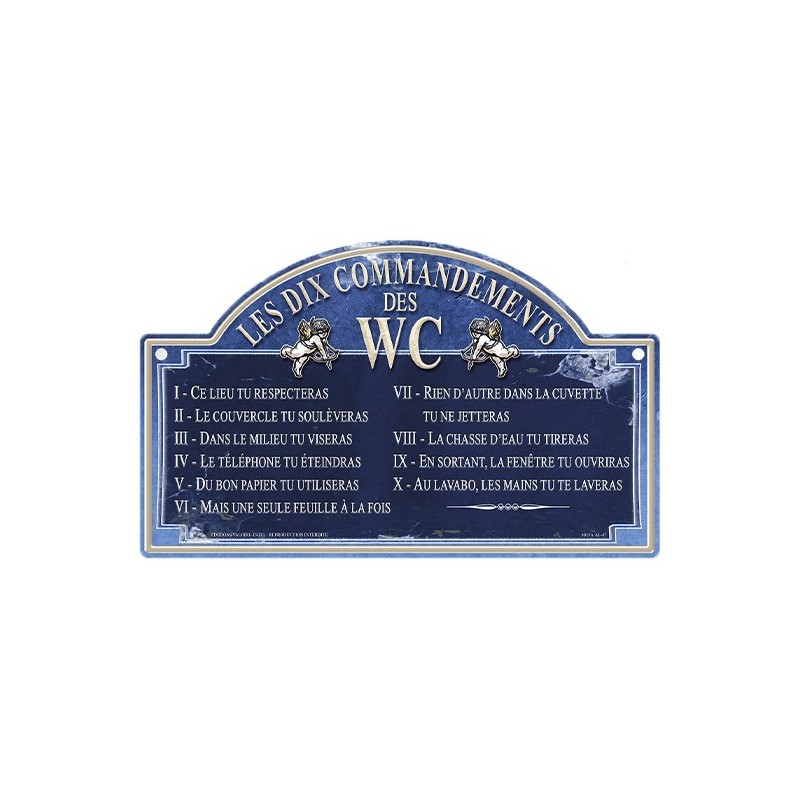 Plaque métal vintage commandements des WC