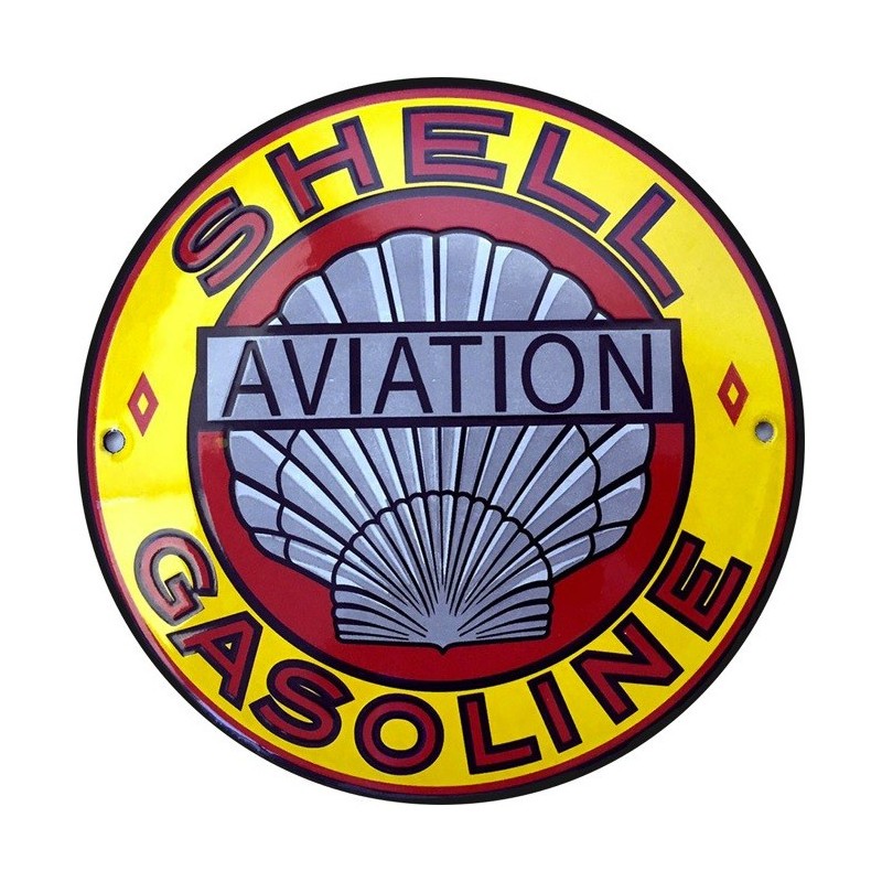 Plaque publicitaire émaillée Shell