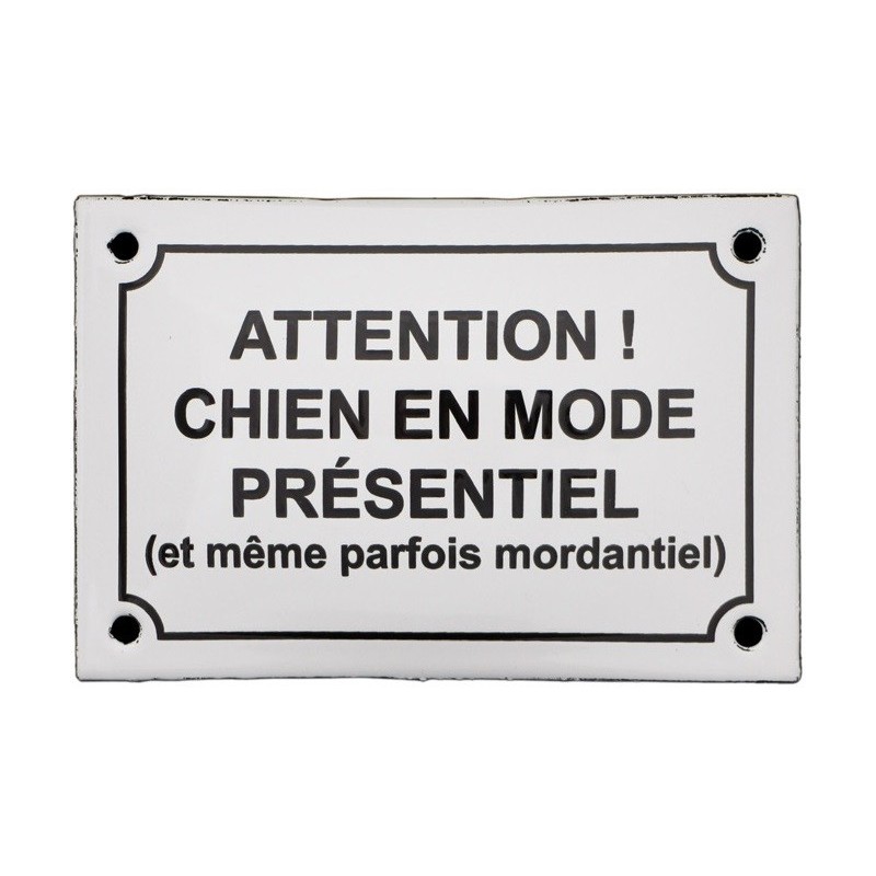 Plaque émaillée attention chien