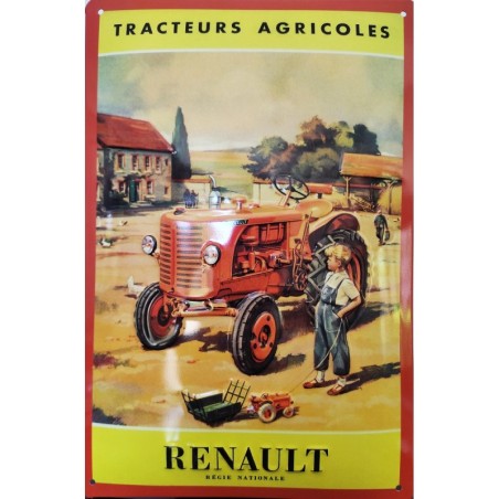 Plaque publicitaire Renault tracteur agricole 30x20cm