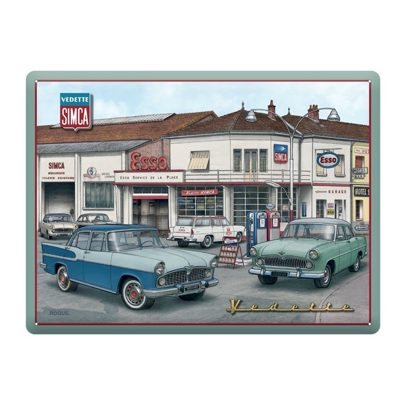 Plaque publicitaire Simca Vedette 40x30cm