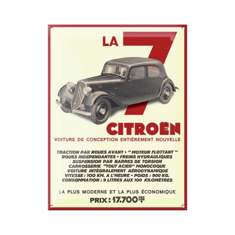 Plaque émaillée Citroën Traction 7 32x24cm