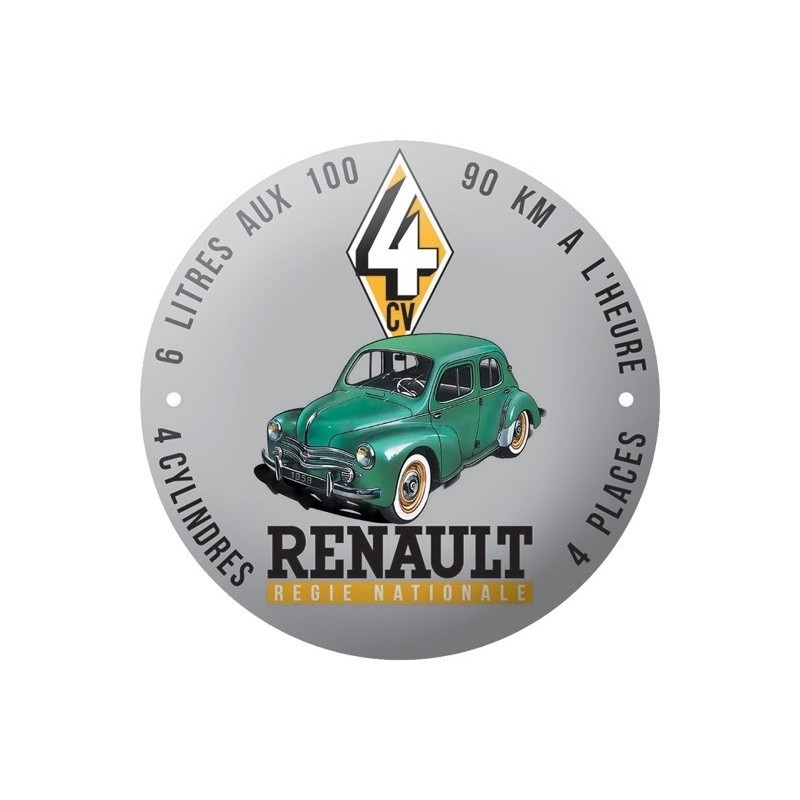 Plaque émaillée Renault 4CV 15cm