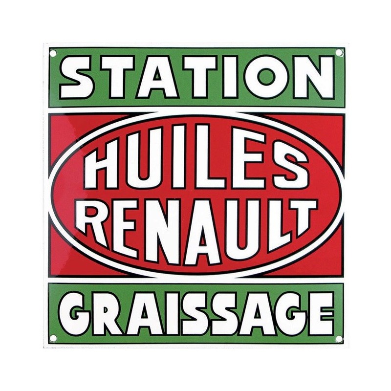 Plaque émaillée Renault huiles 30cm