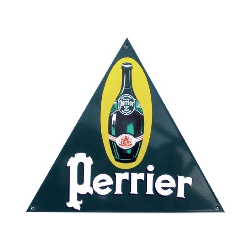 Plaque émaillée Perrier triangle 35x30cm