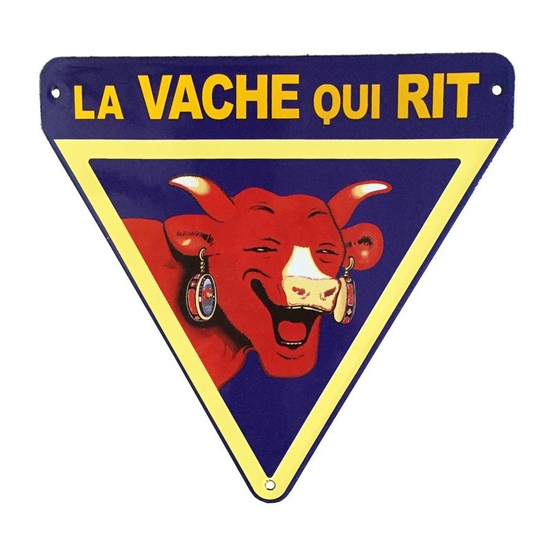 Plaque émaillée Vache Qui Rit triangle 20×19cm