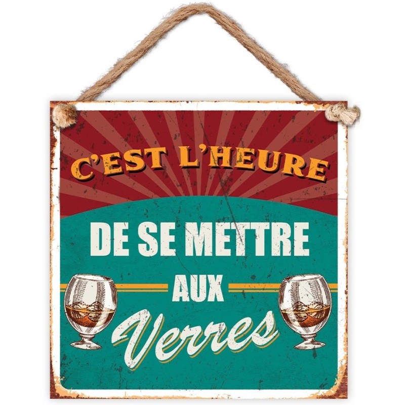 Plaque métal "se mettre aux verres" 20cm