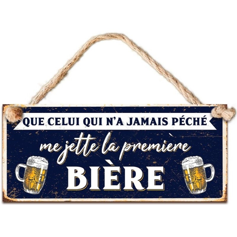 Plaque métal "me jette la 1er bière" 30x13cm