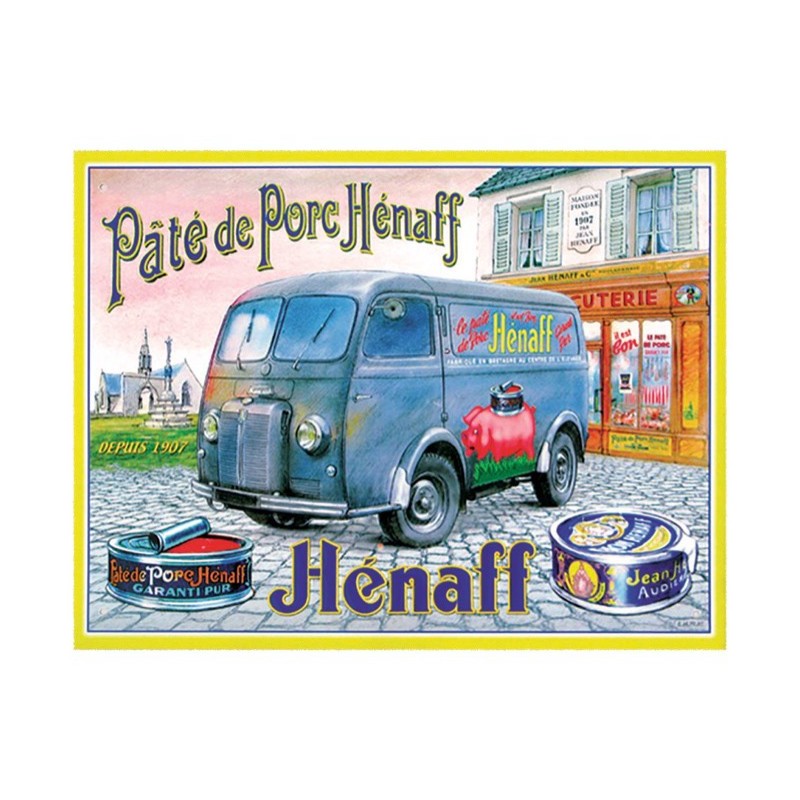 Plaque publicitaire pâté de porc Hénaff 40x30cm