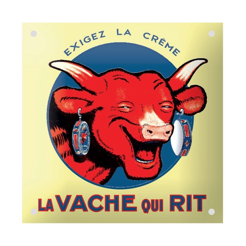 Plaque émaillée crème Vache Qui Rit 15cm