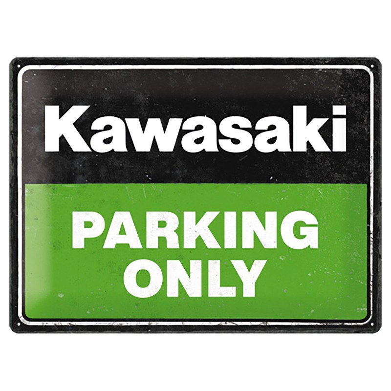 Plaque métal Kawasaki "parking only" 40x30cm