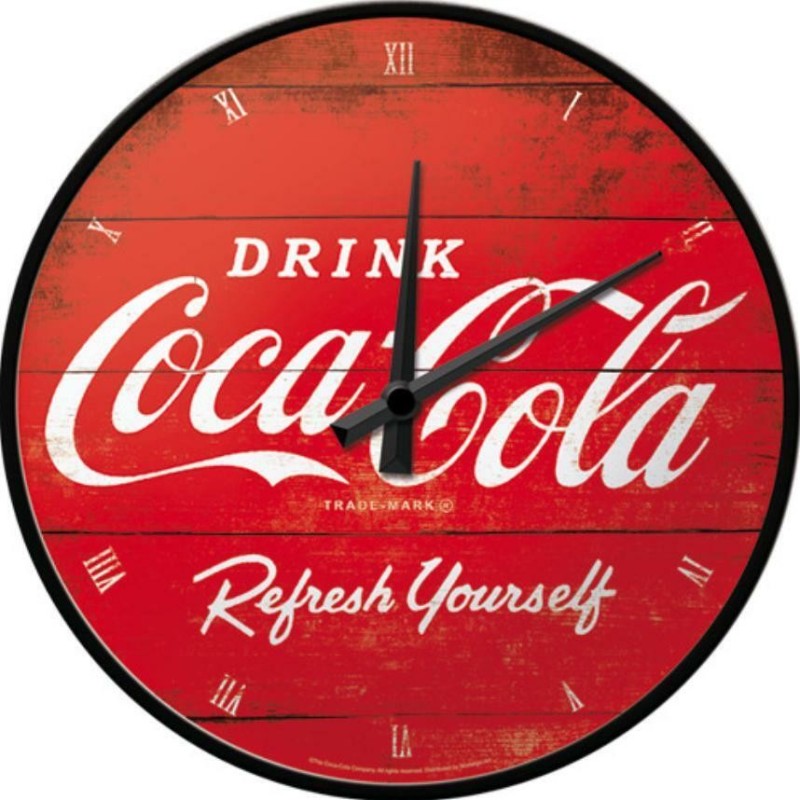 Coca Cola "refresh yourself" - Horloge murale vintage 31cm