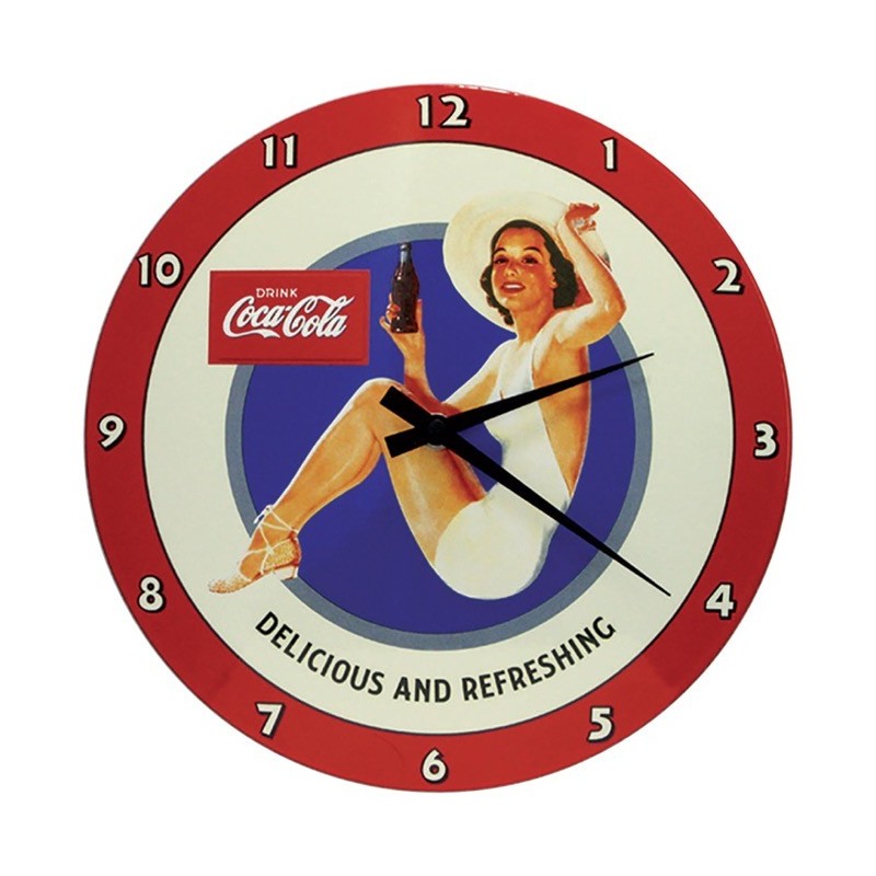 Horloge émaillée bombée Coca Cola