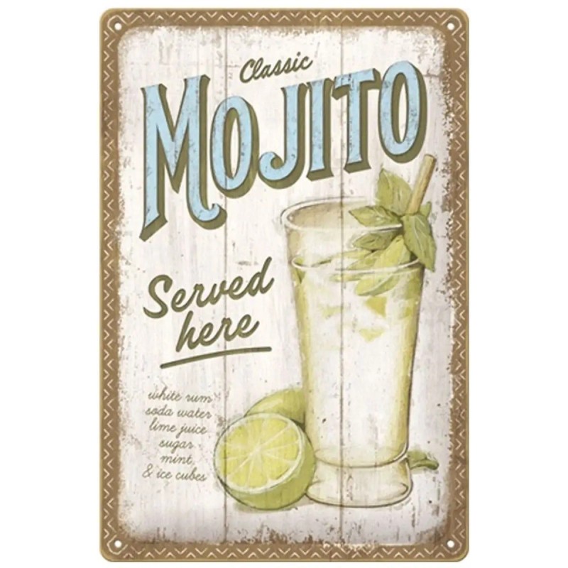 Mojito "served here" - Plaque métal déco
