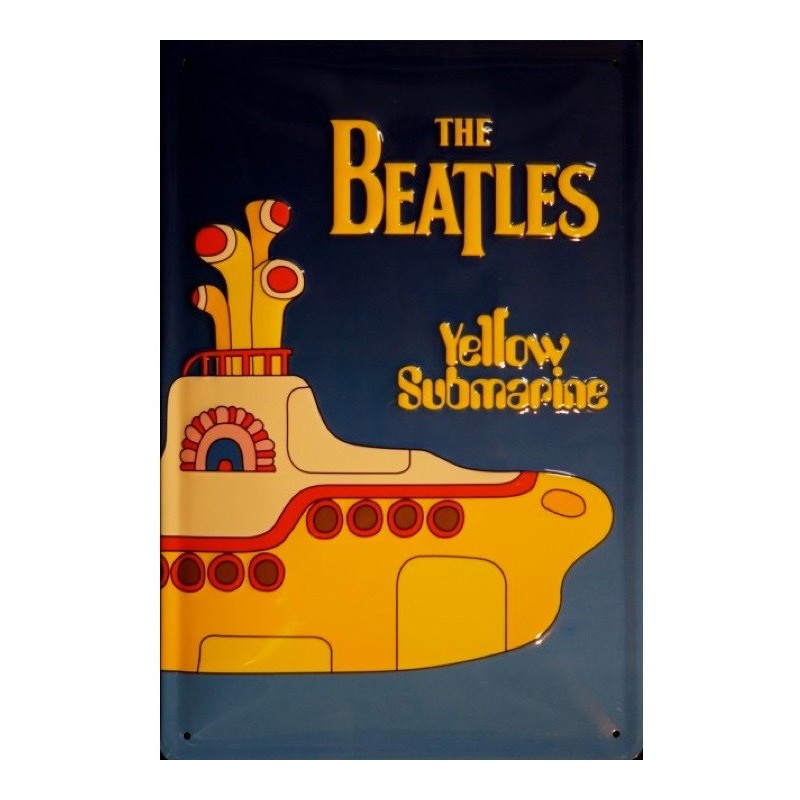 Plaque métal Beatles Yellow Submarine 30x20cm