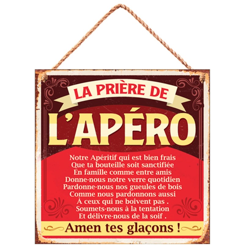 Prière de l'apéro - Plaque métal humoristique