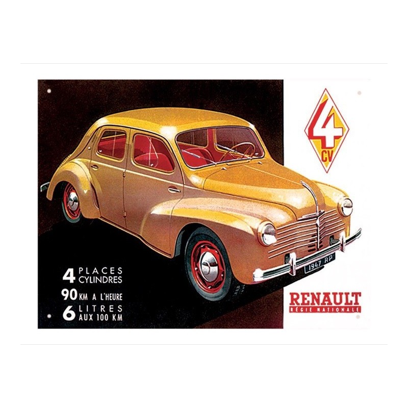 Renault 4CV - Plaque métal déco