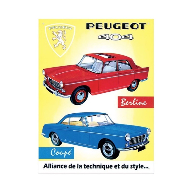 Peugeot 404 - Plaque métal déco 40x30cm