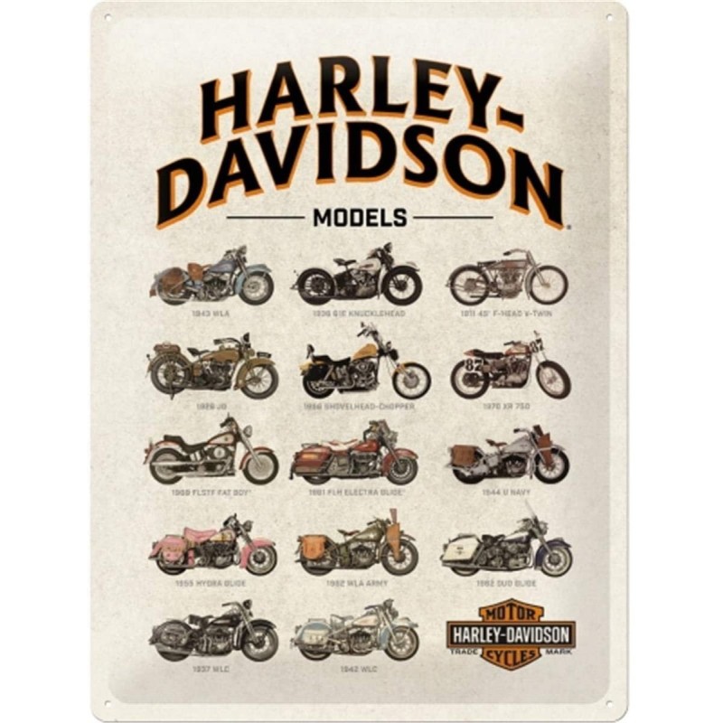 Harley Davidson models - Plaque métal déco 40x30cm