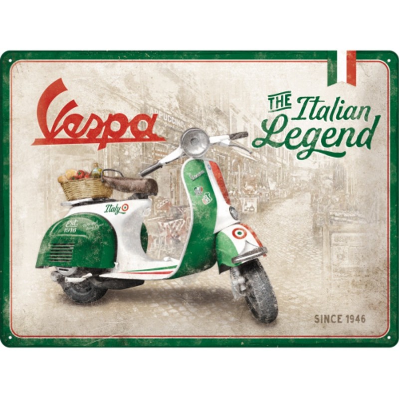 Vespa "The italian legend" - Plaque métal déco 40x30cm