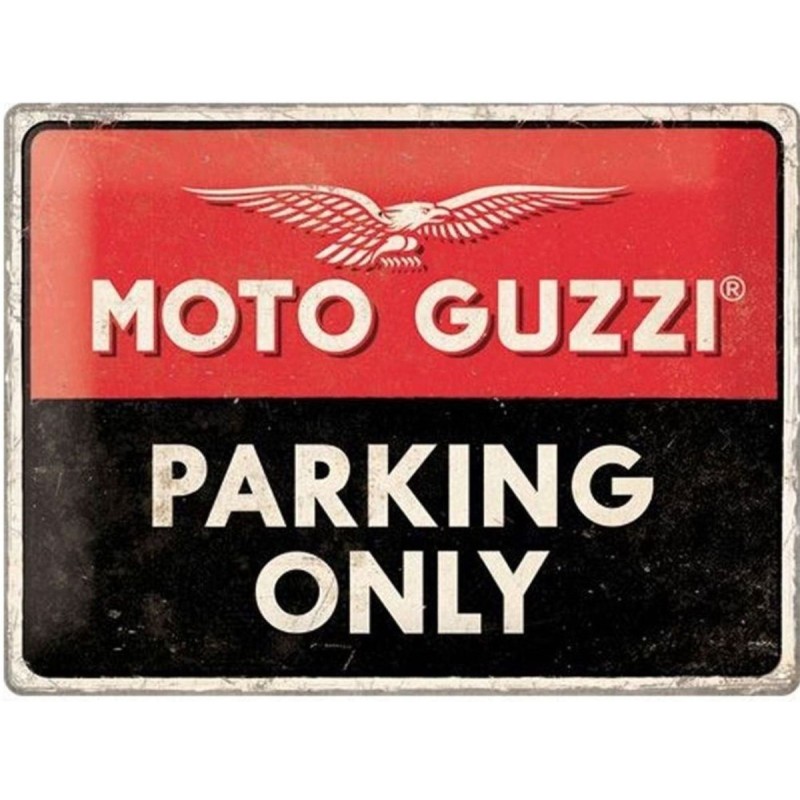 Moto Guzzi "parking only" - Plaque métal déco 40x30cm