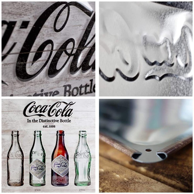 Plaque métal US - Coca Cola Bouteille en Verre - 30x40cm - Coca-Cola