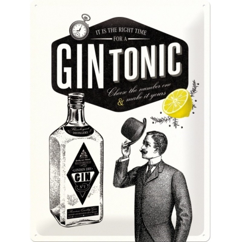 Gin Tonic - Plaque métal déco 40x30cm