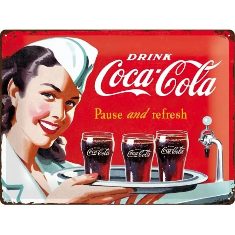 Coca Cola infirmière - Plaque métal déco 40x30cm