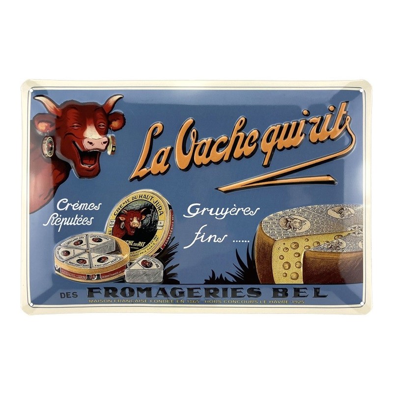 La Vache Qui Rit gruyères fins - Plaque métal déco 30x20cm