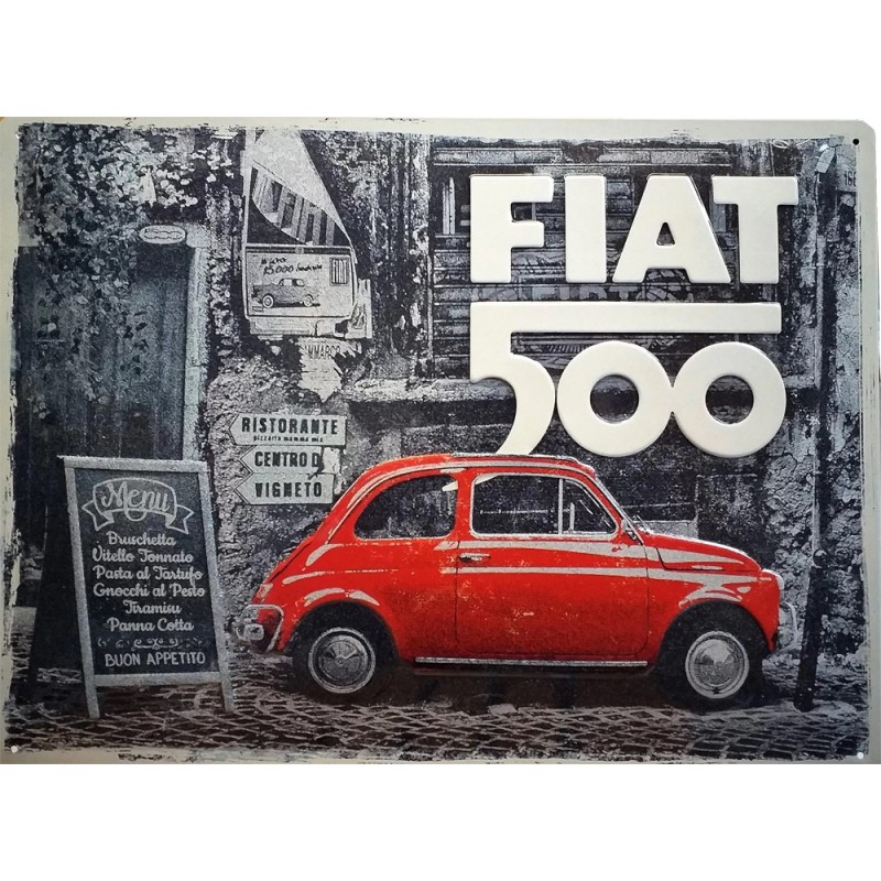 Fiat 500 - Plaque métal déco 40x30cm