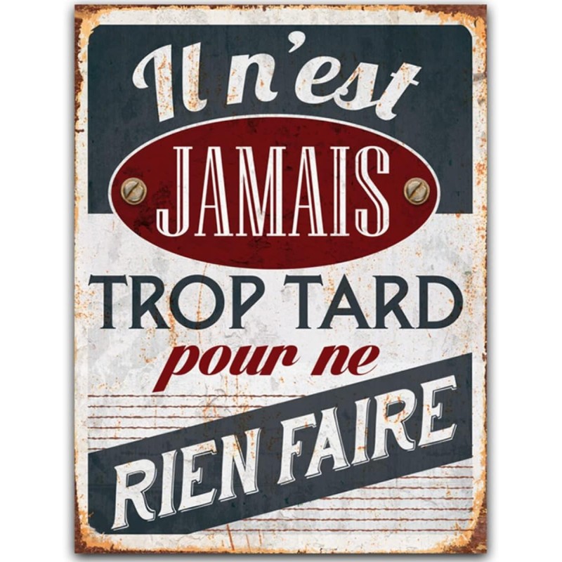 Plaque métal déco "ne rien faire" 40x30cm