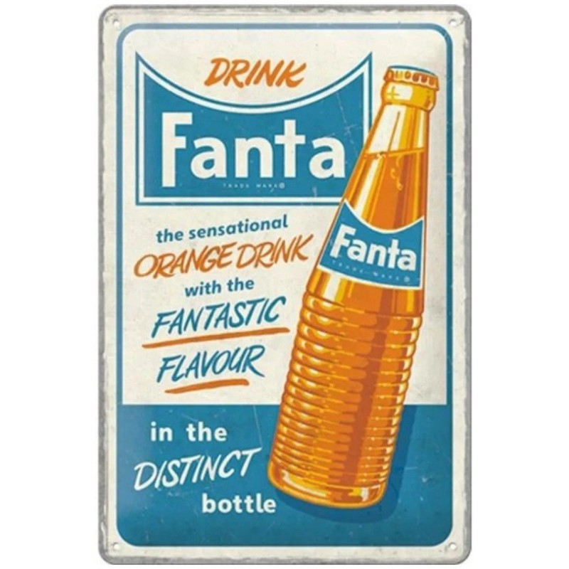 Plaque métal boisson Fanta relief 30x20 cm - 22347