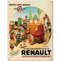 Tracteur Agricole Renault 18-25CV - Plaque de déco en métal