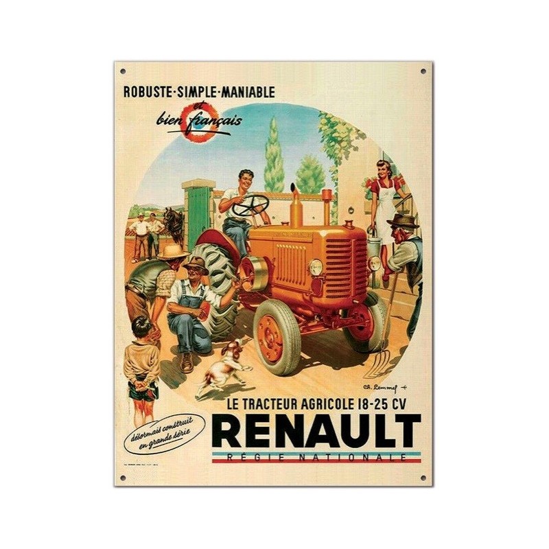 Tracteur Agricole Renault 18-25CV - Plaque de déco en métal