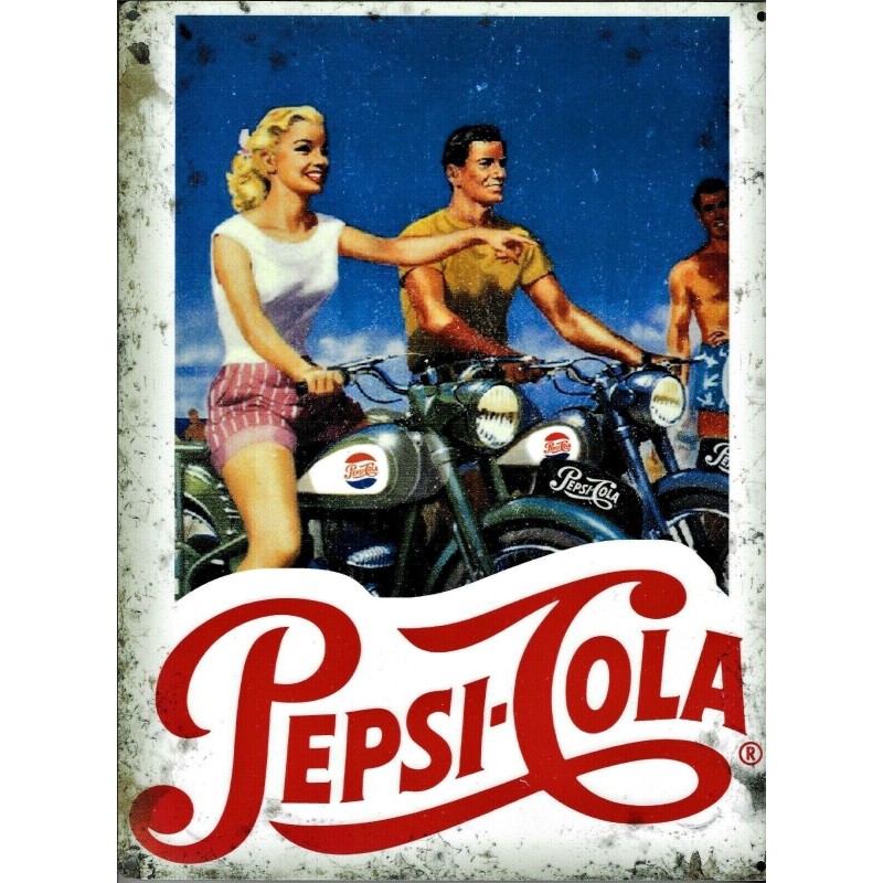 Pepsi Cola motards - Plaque de déco en métal 40x30cm