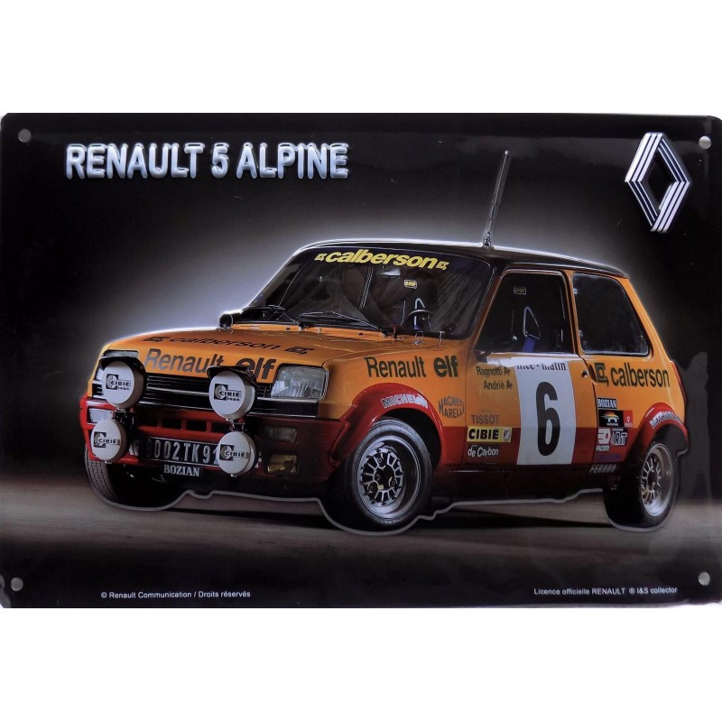 Renault R5 Alpine Calberson - Plaque de déco en métal 30x20cm