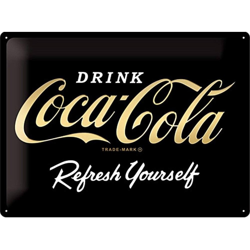 Coca Cola - Plaque de déco noire en métal - 40x30cm