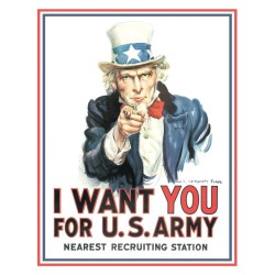 Oncle Sam "I want you" - Plaque de déco américaine en métal